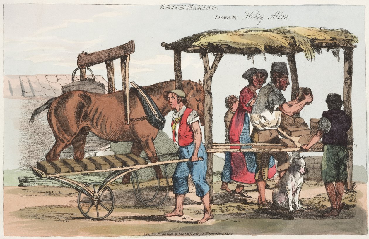 制砖，由Haymarket的Thomas Mclean出版，1824年（彩色蚀刻） 作者 亨利·托马斯·阿尔肯