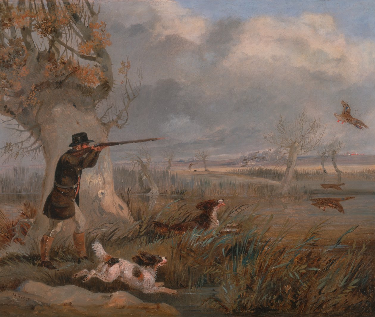 鸭子射击，约1825年。 作者 亨利·托马斯·阿尔肯