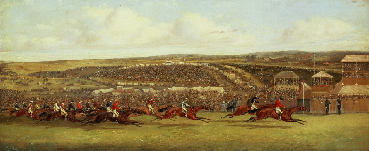 The Finish of the Derby (oil on canvas) 作者 亨利·托马斯·阿尔肯