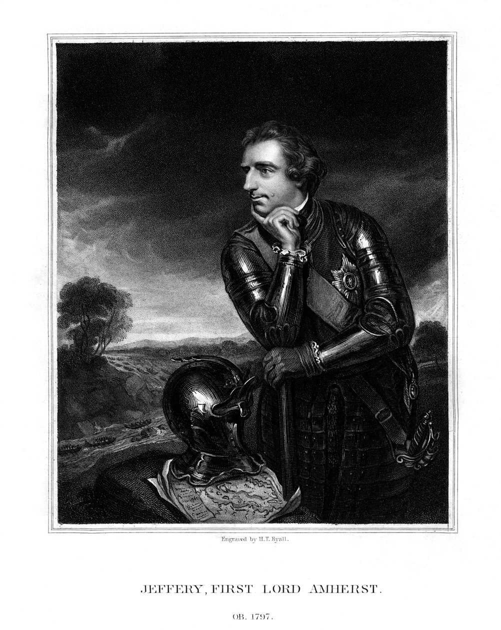 杰弗里·阿默斯特（Jeffery Amherst），第一名阿默斯特男爵，英国陆军总司令，1832年。 作者 亨利·托马斯·赖尔
