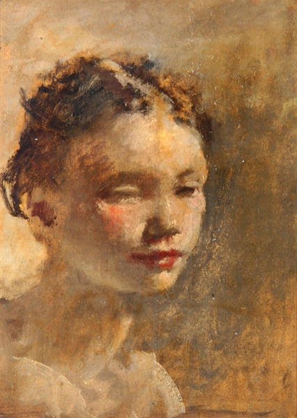 女孩的头，约1930年（板上油画） 作者 亨利·唐克斯