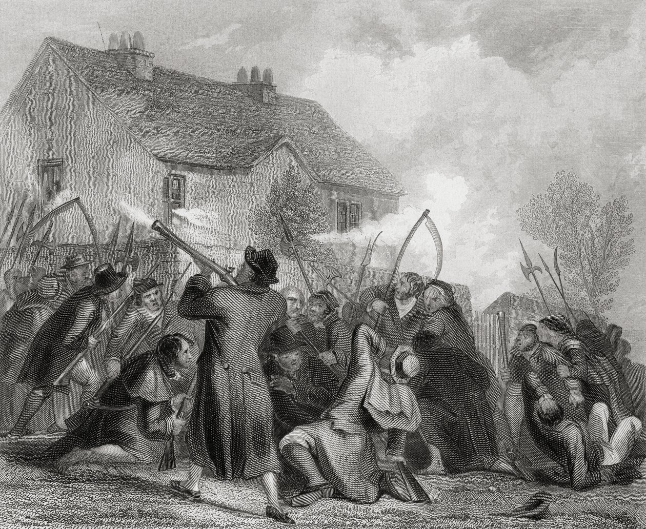 1848年，爱尔兰蒂珀雷里郡Ballingarry的史密斯奥布莱恩的人民在托马斯·赖特的“爱尔兰历史”中攻击警察，发表于1985年 作者 亨利·沃伦