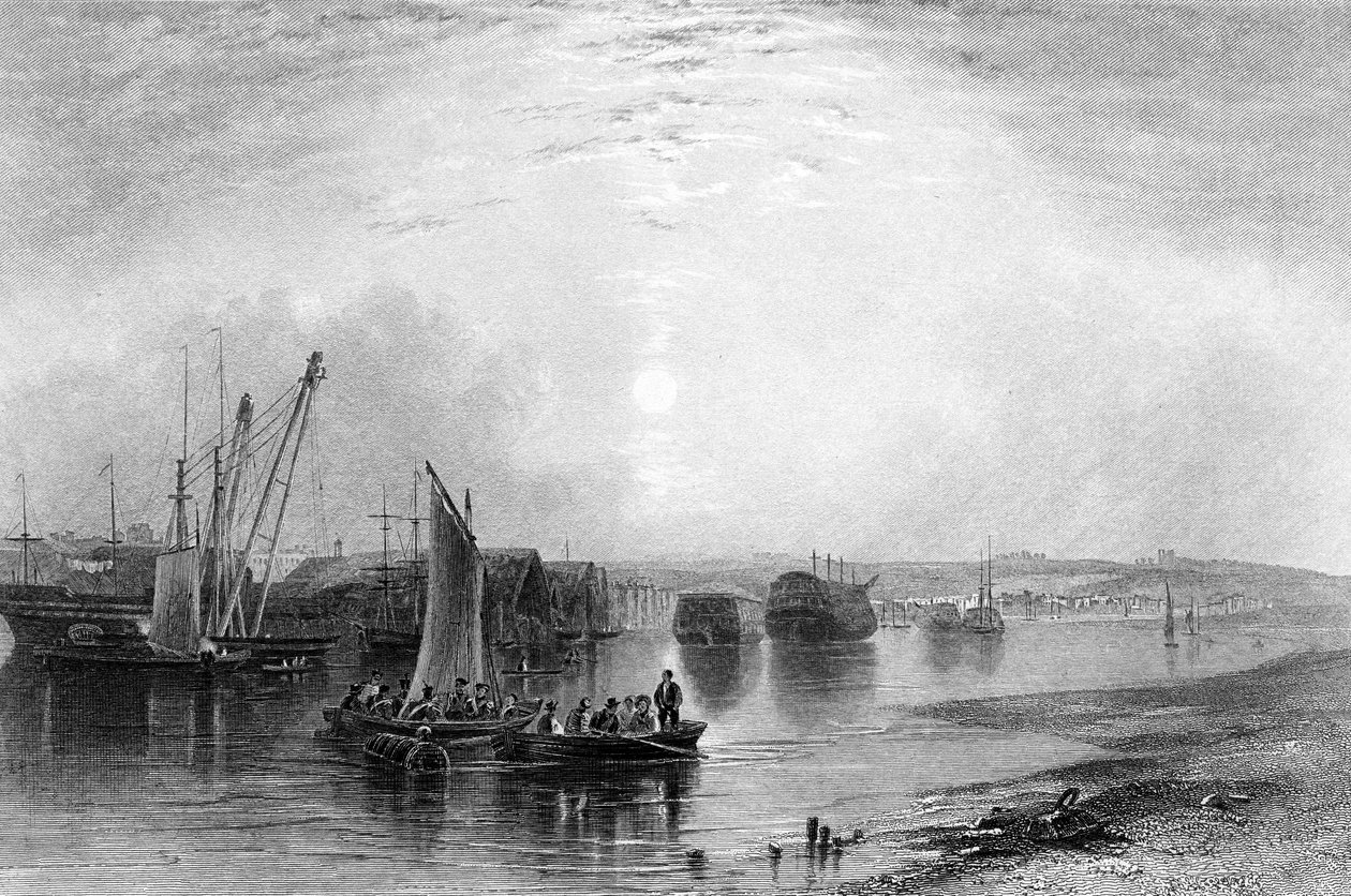 肯特郡查塔姆出版于芬兰的“港口和港口”，由1842年的E. Finden雕刻而成 作者 亨利·沃伦