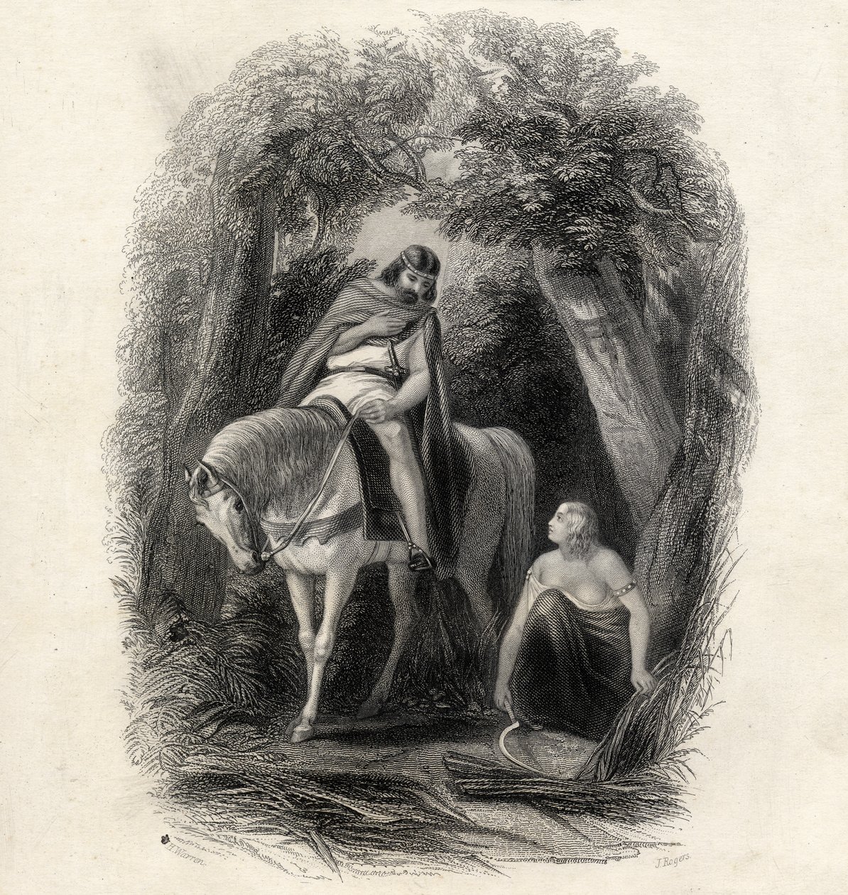King Cormac（d.1138）和FairEithne，由J.Rogers雕刻，来自T.Wright的“爱尔兰历史”，1855年 作者 亨利·沃伦