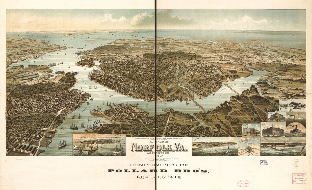 诺福克及周边地区全景，1892 年。 作者 亨利·威尔格