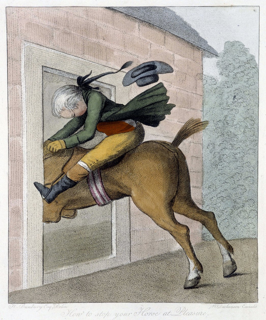 Méway 来阻止你的马——在“关于骑马礼仪的英文漫画”中，生病了。 由 H. W. Bunbury 编。 约翰斯托克代尔 作者 亨利·威廉·本伯里
