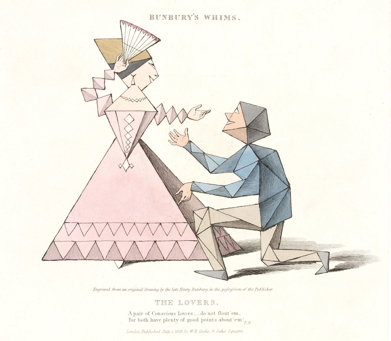 The Lovers，来自Bunburys Whims，1828年 作者 亨利·威廉·本伯利