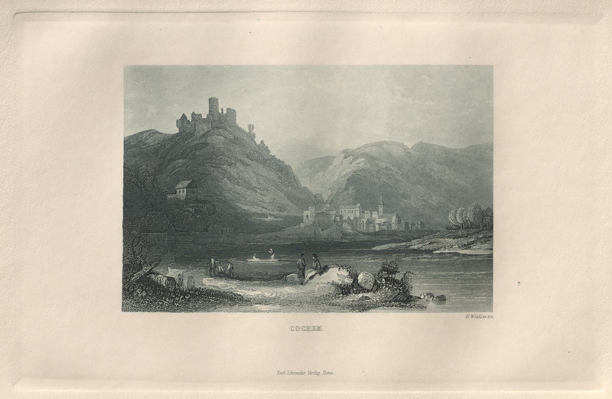 风景如画，浪漫的莱茵兰：科赫姆（Cochem），1928年。 作者 亨利·温克尔斯