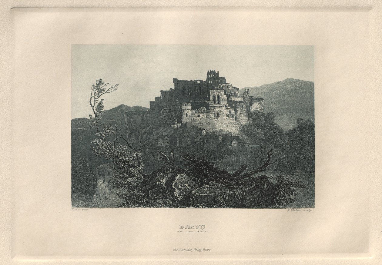 风景如画，浪漫的莱茵兰：达恩纳河（Dhaun an der Nahe），1928年。 作者 亨利·温克尔斯