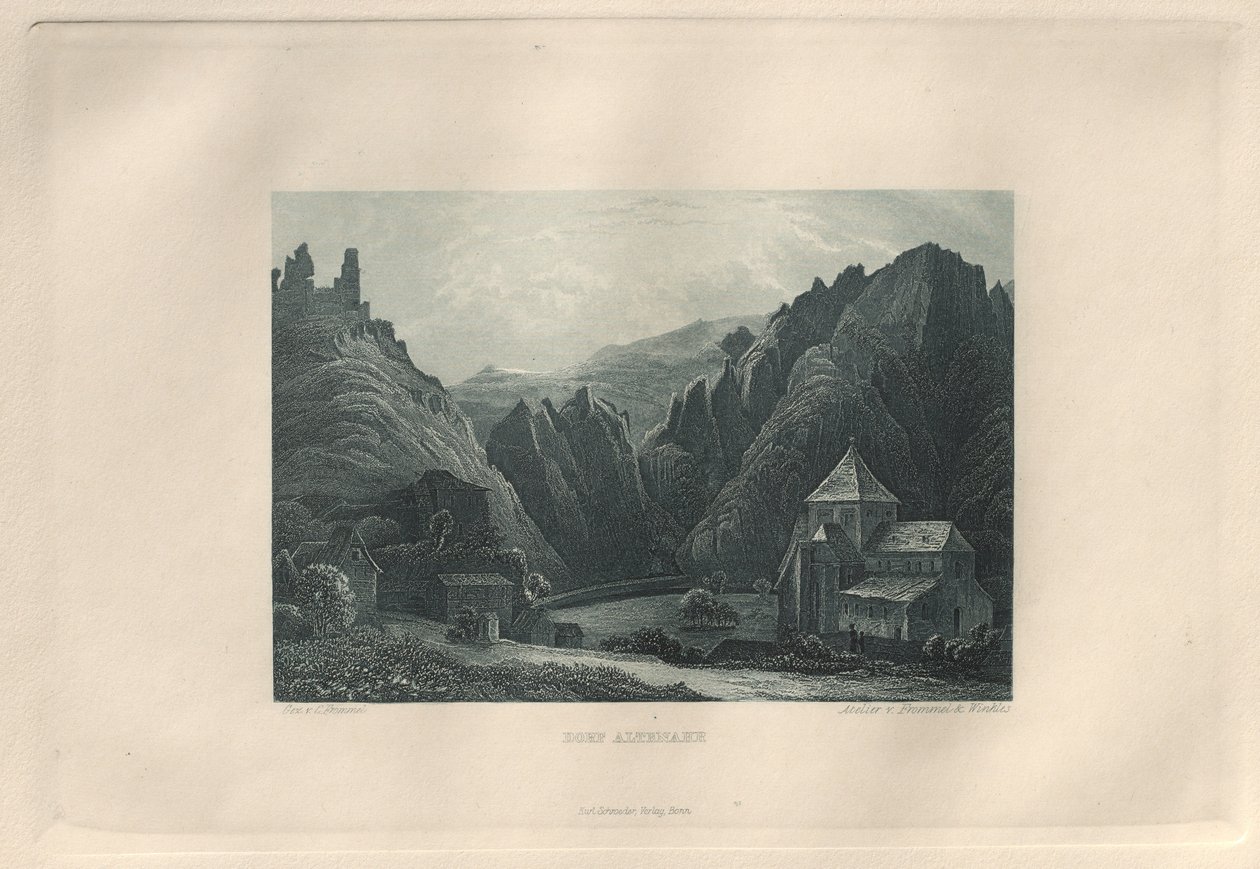 风景如画，浪漫的莱茵兰：阿尔特纳村，1928年。 作者 亨利·温克尔斯