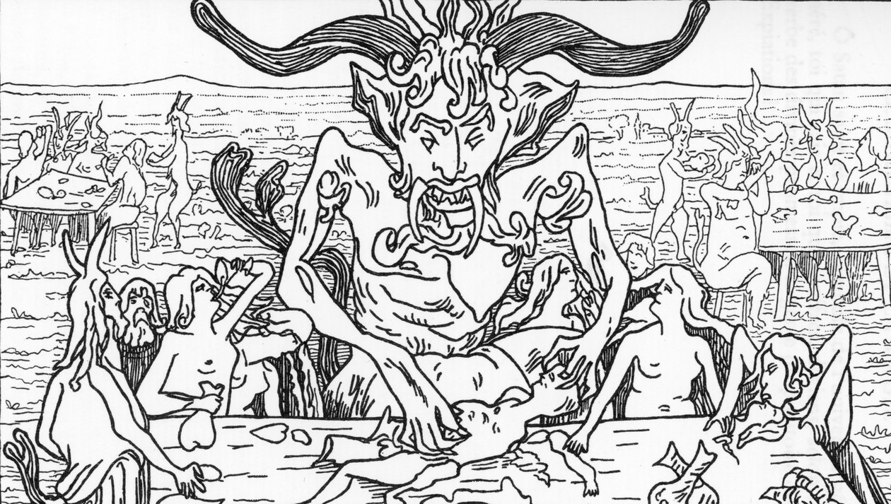 撒旦的盛宴 亨利·德·马尔沃斯特 (Henry de Malvost) 绘制的《撒旦主义与魔法》，朱尔斯·博伊斯 (Jules Bois) 1895 年 私人收藏 作者 亨利·德·马尔沃斯特