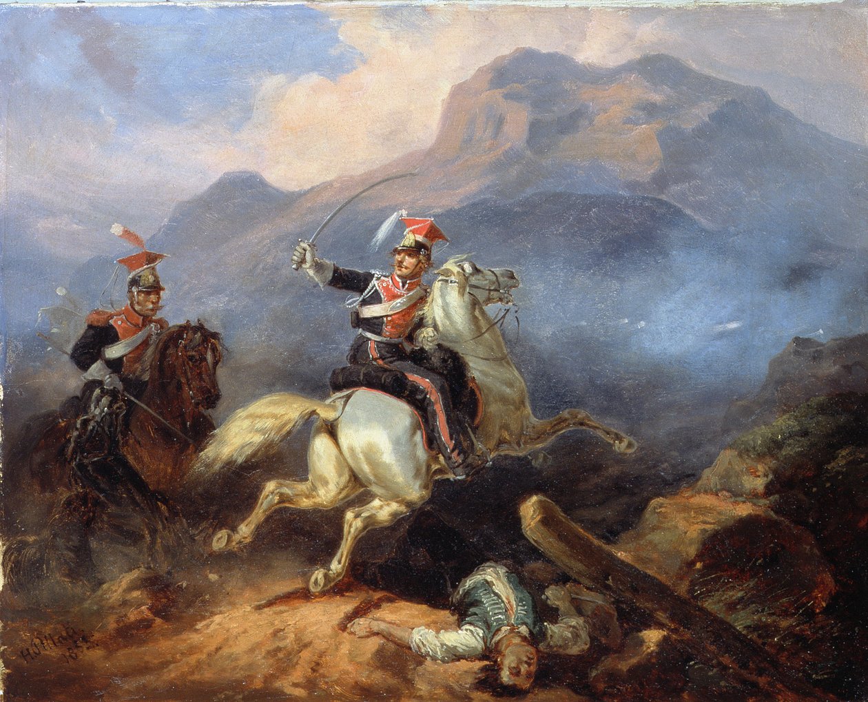 Kozietulski于1808年在Somosierra战役，1855年 作者 亨利克·皮拉蒂