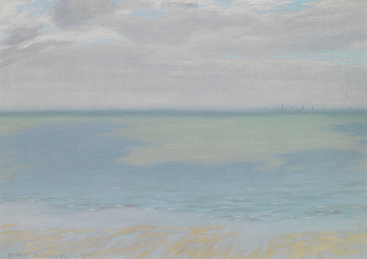 天空与海洋研究，1924年（纸上油画） 作者 赫伯特·达齐尔