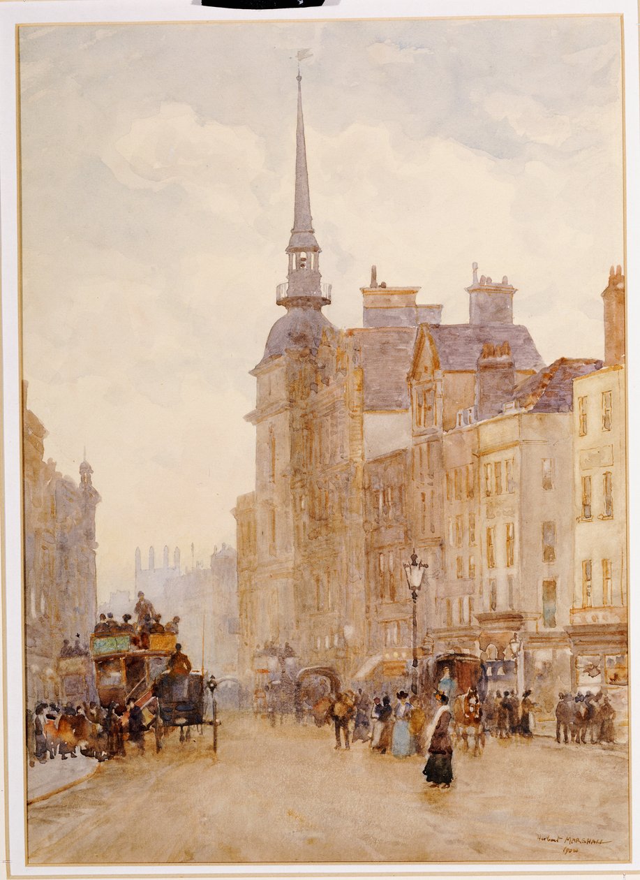 从圣保罗台阶上眺望Ludgate Hill，1900年 作者 赫伯特·孟席斯·马歇尔