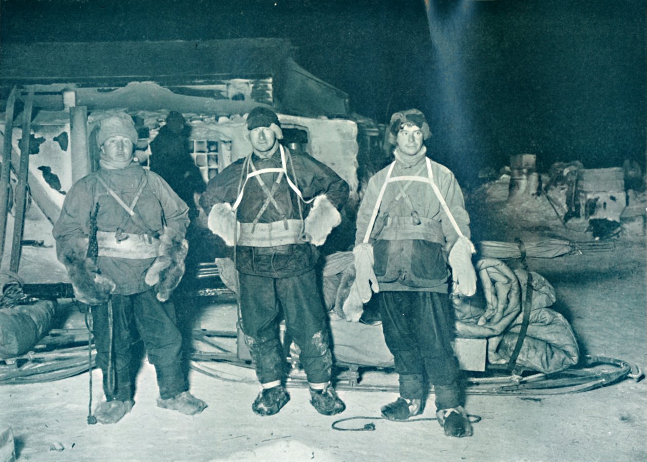 1913年6月27日，鲍尔斯，威尔逊和樱桃·加拉德即将前往咖啡馆克罗泽 作者 赫伯特·庞廷