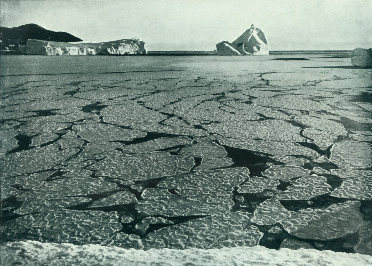 埃文斯角附近浮冰中的煎饼冰形成，c19101913,1913年。 作者 赫伯特·庞廷