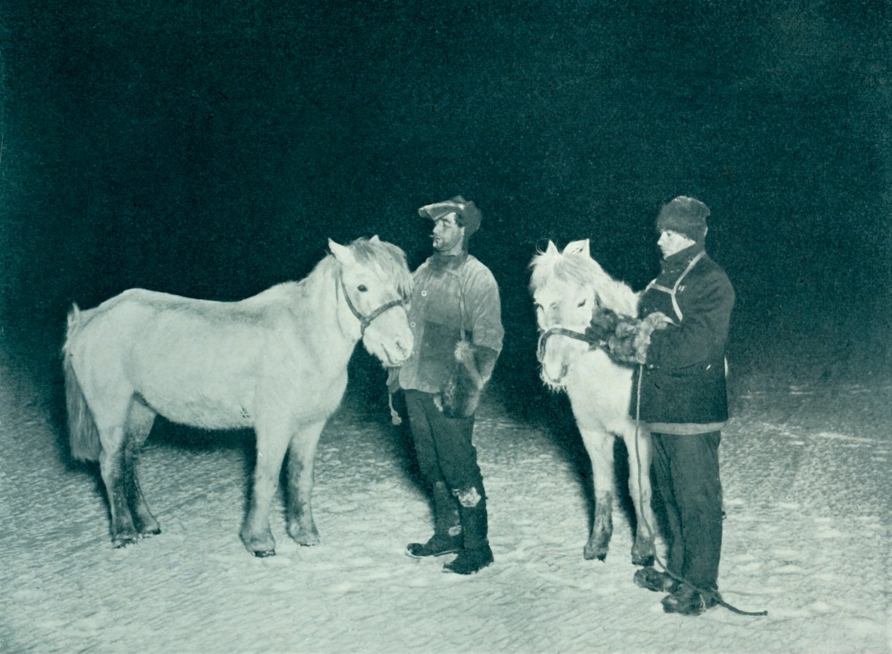 小军官Crean和Evans在1911年，1913年冬天行使小马 作者 赫伯特·庞廷
