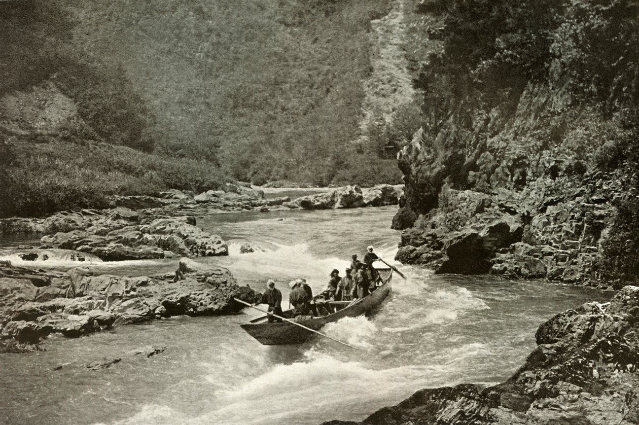 拍摄桂胜河急流，1910年。 作者 赫伯特·庞廷