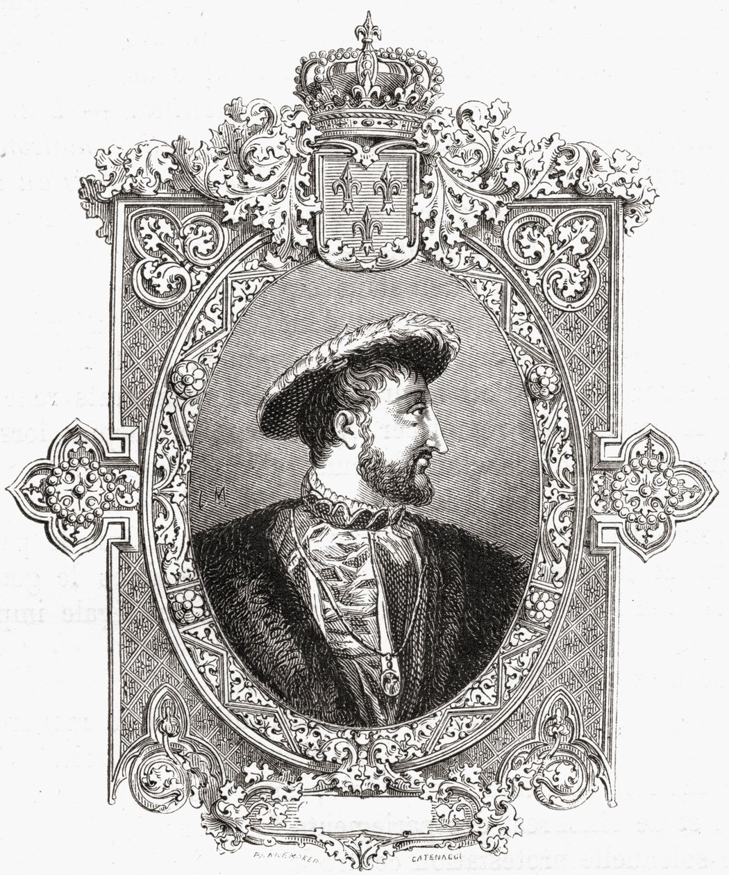 Francois I，由Pannemaker-Ligny雕刻，来自Louis Blanc的“法国革命史”（1811-82） 作者 赫尔克里·卡特纳西（Hercule Catenacci）
