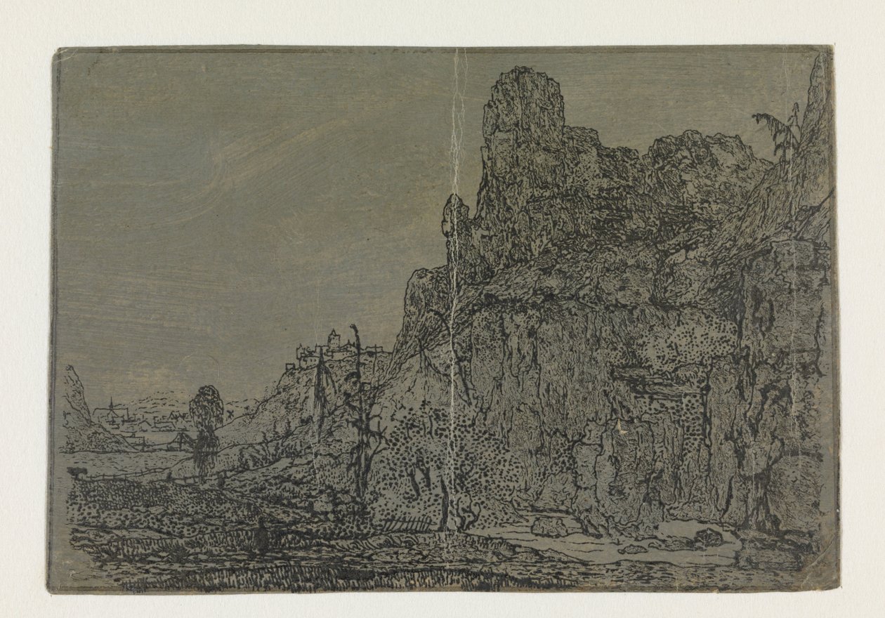 陡峭悬崖风景，小版 悬崖溪流风景：小版 作者 大力神塞格斯