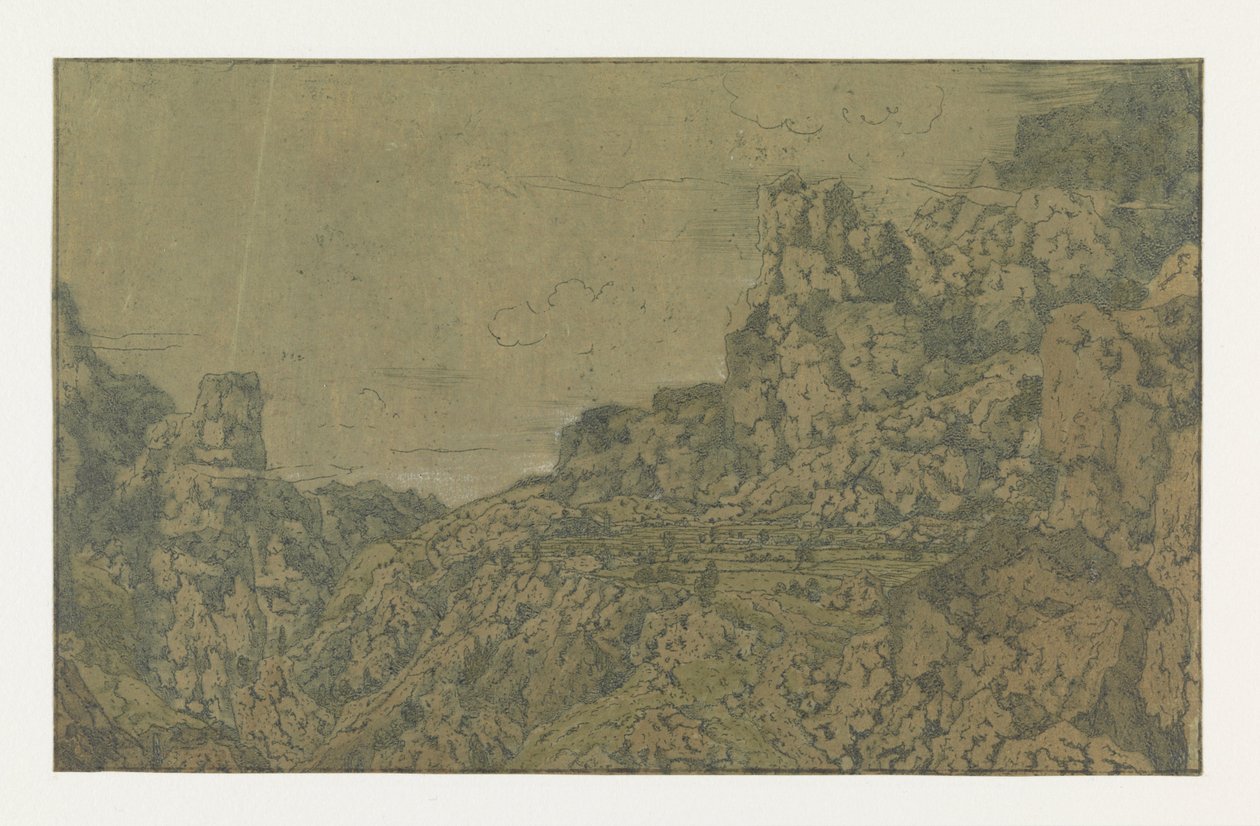 与高原的山地景观c。 1625-30 作者 大力神塞格斯