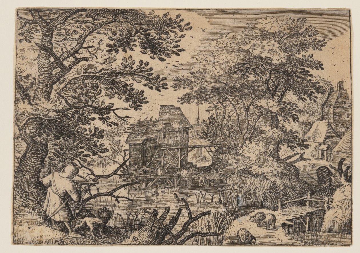河边风景与运动员 作者 赫尔曼·杜宁