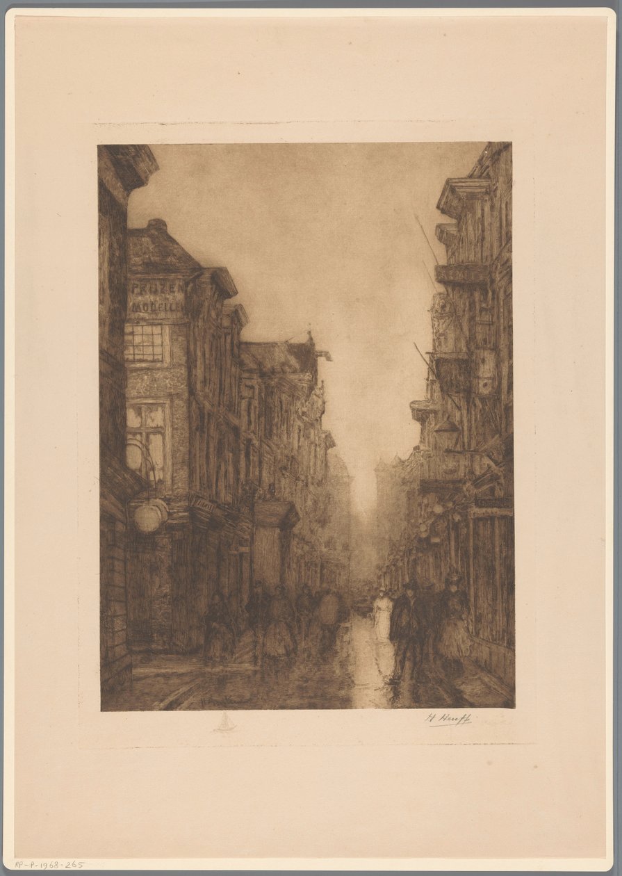 海牙的 Spuistraat 作者 Herman Heuff（艺术家签名）