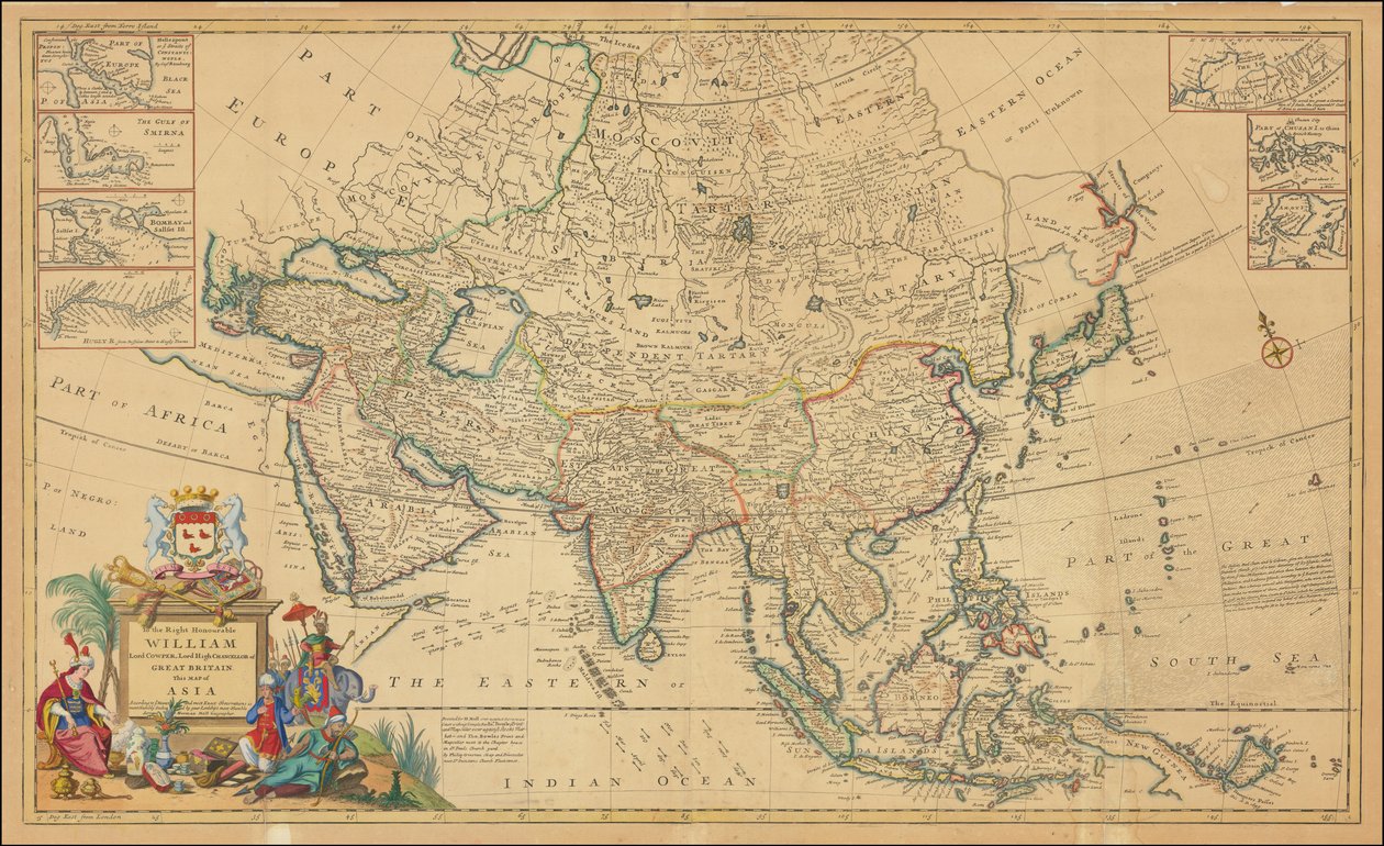 赫尔曼-莫尔绘制的 1730 年亚洲地图 作者 赫尔曼小调