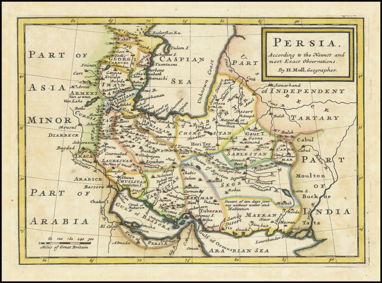 1740 年波斯地图 作者 赫尔曼小调