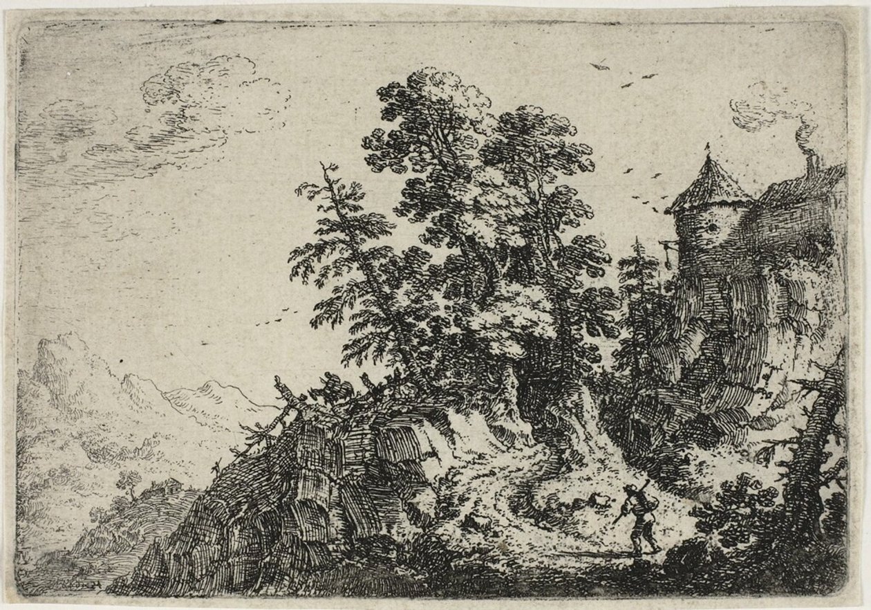 蜿蜒道路上的旅行者，选自《六道风景》（Six Landsapes 作者 赫尔曼·萨夫特利文