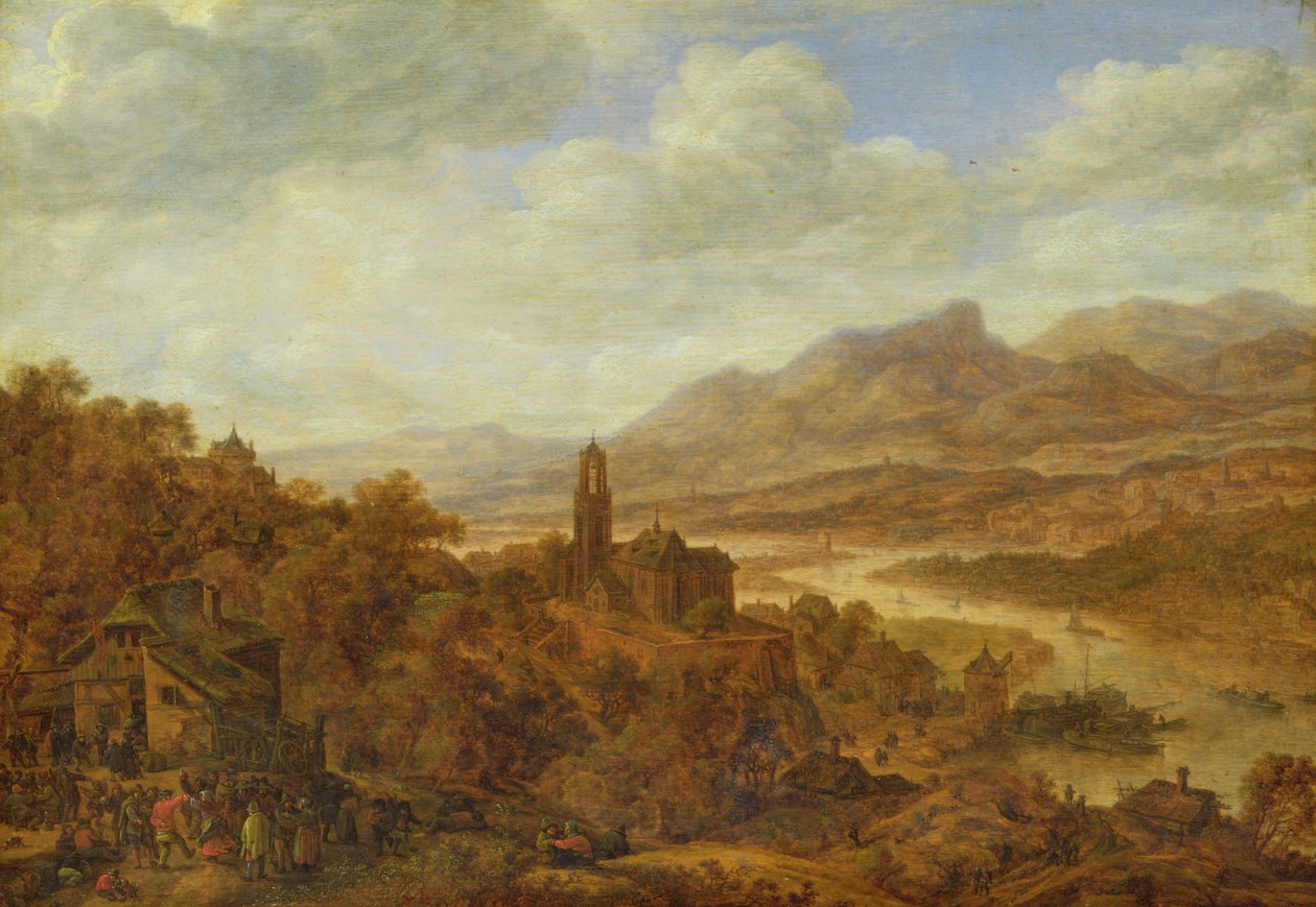 景观与莱茵河，1652年 作者 小赫尔曼·萨夫特里文