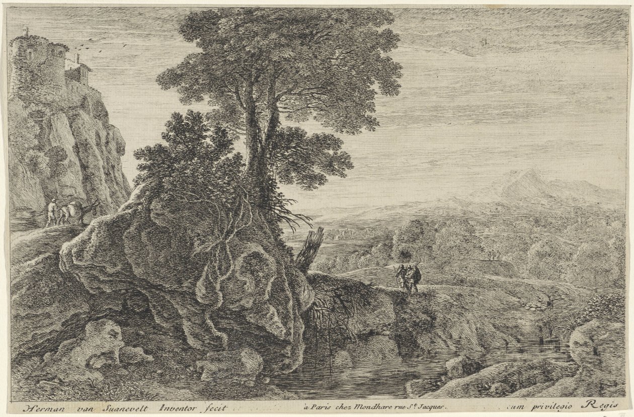 风景与岩石上的建筑
十二幅风景画（系列名称） 作者 赫尔曼·范·斯旺涅夫特