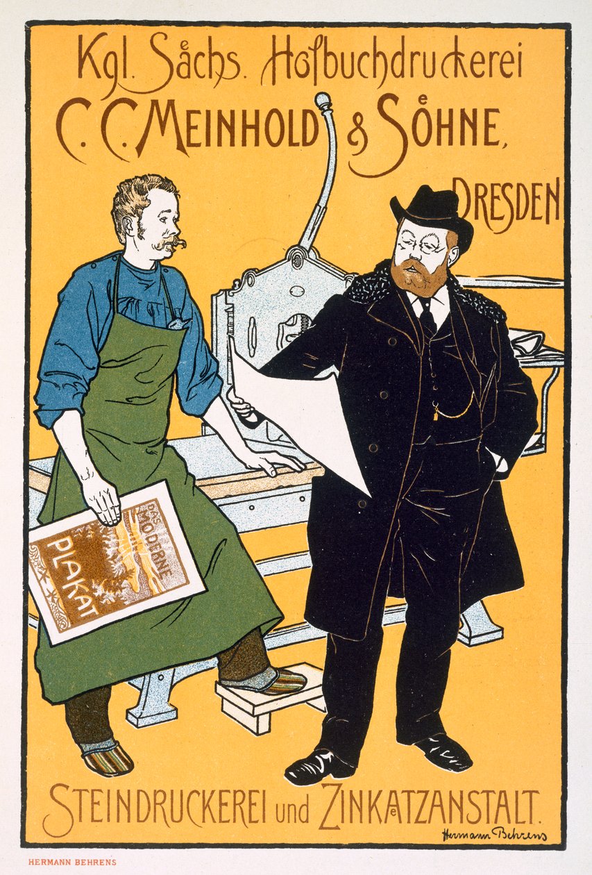 Pster广告CC Meinhold und Sons平版画家，德累斯顿 作者 赫尔曼·贝伦斯