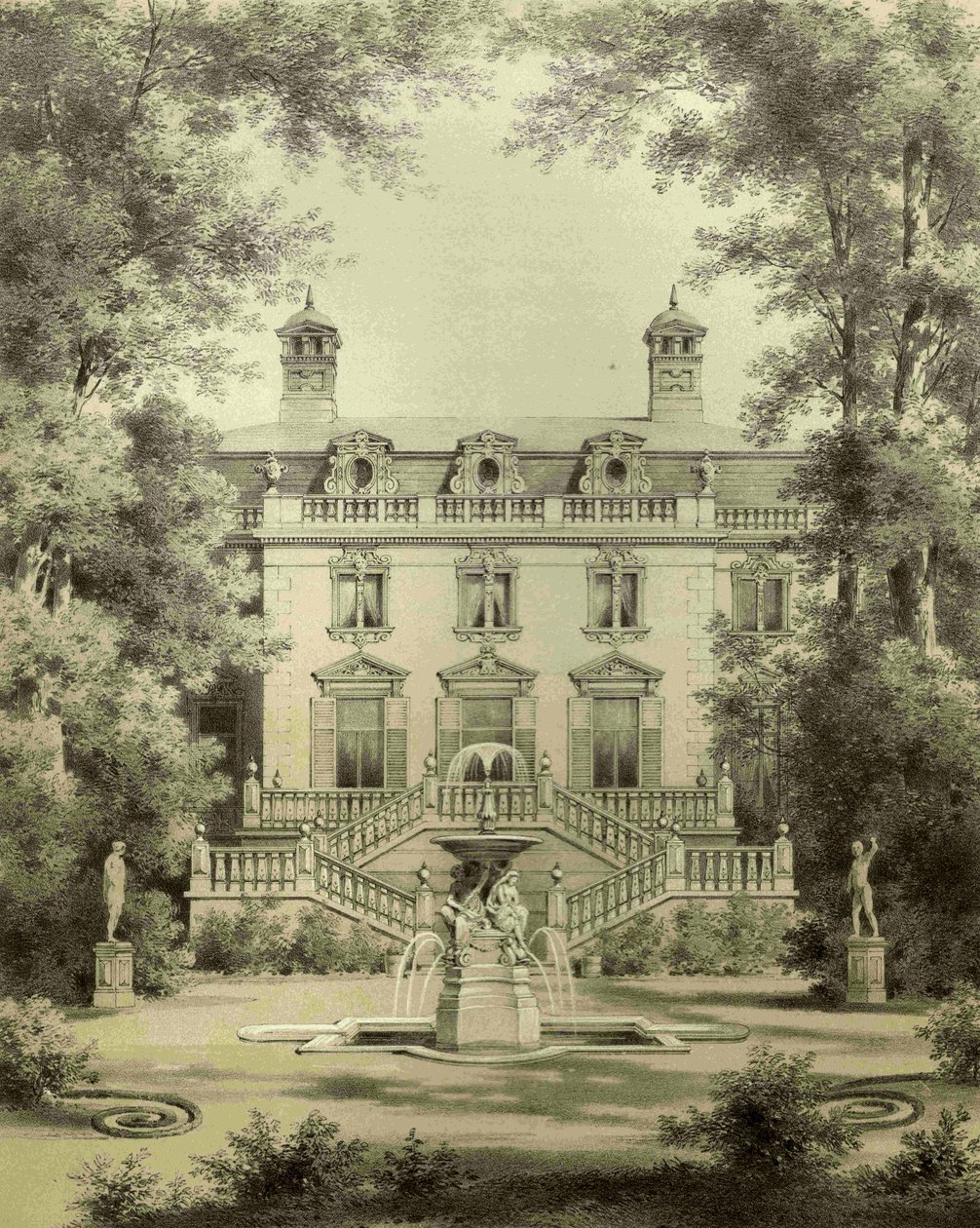 Jagdschloss Klein-Glienicke，花园一侧 作者 赫尔曼·冈瑟（HermannGünther）