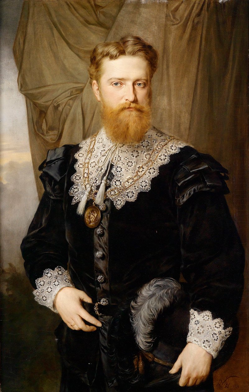 《身着历史服装的奥地利政治家卡尔·鲁格的肖像》（Portrait Of Karl Lueger (1844-1910) In Historical Costume) 赫尔曼·尼格 (1849-1928) 绘画 作者 赫尔曼·尼格