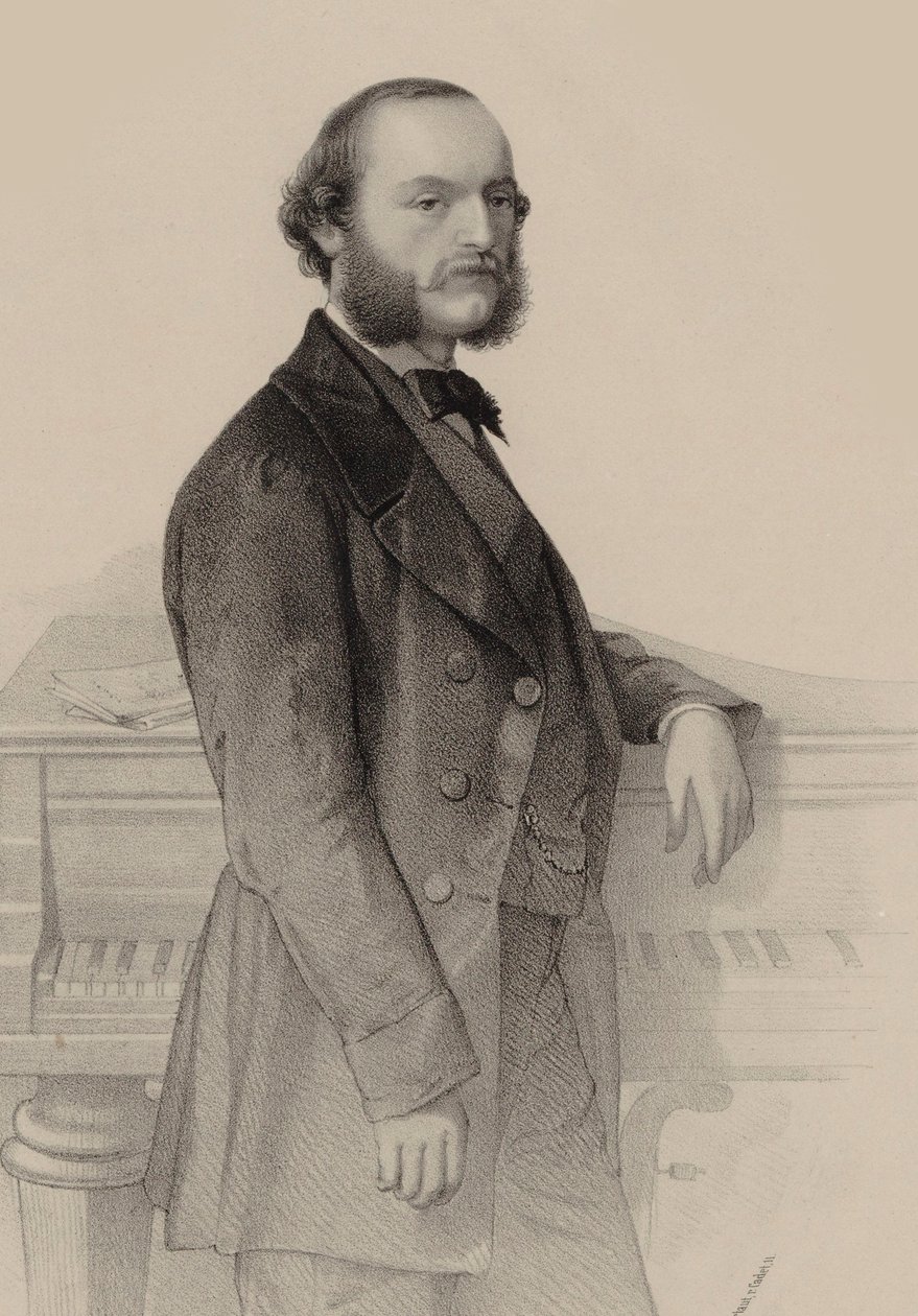 钢琴家和作曲家Désiré Magnus 1828-1884的肖像。 作者 赫尔曼·劳恩海姆