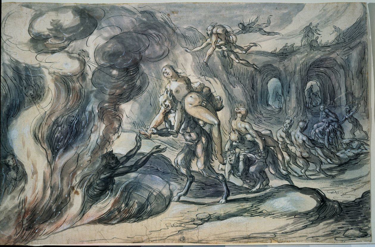 尤丽狄克在地狱。 赫尔曼·韦尔（Hermann Weyer，1596 年 - 约 1621 年）的绘画。 纸本水彩、水墨，20.9 x 32.2 厘米 作者 赫尔曼·韦尔