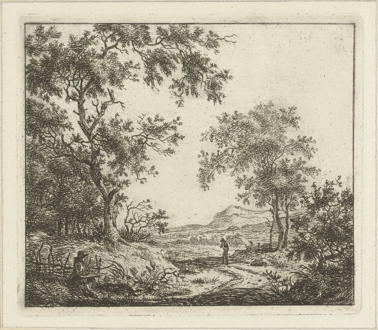 有绘图员和步行者的风景画
六幅风景画（系列名称） 作者 赫曼努斯吊臂