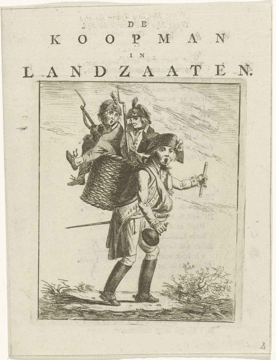 歌谱和士兵漫画
关于威廉五世的漫画
Landzaaten 的商人（物体上的标题） 作者 赫曼努斯吊臂