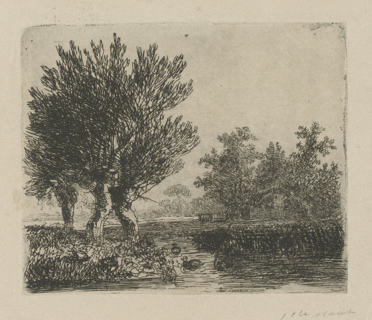 水边的三棵花粉柳 作者 Hermanus Jan Hendrik van Rijkelijkhuysen