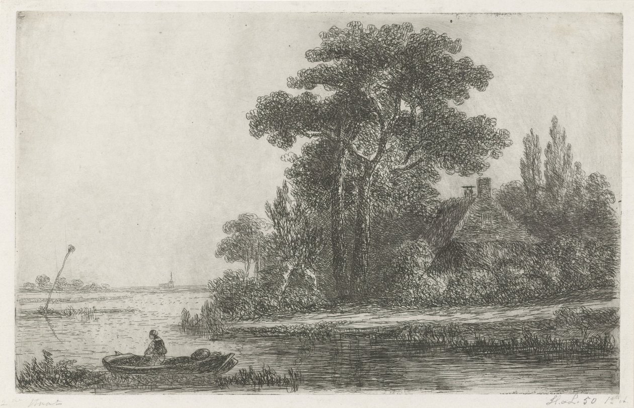 有航标的河流景观 作者 Hermanus Jan Hendrik van Rijkelijkhuysen