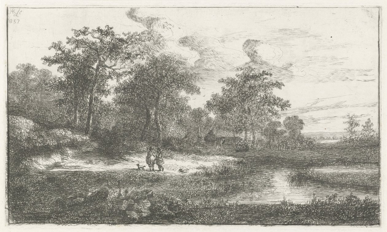 两个猎人在沼泽地 作者 Hermanus Jan Hendrik van Rijkelijkhuysen