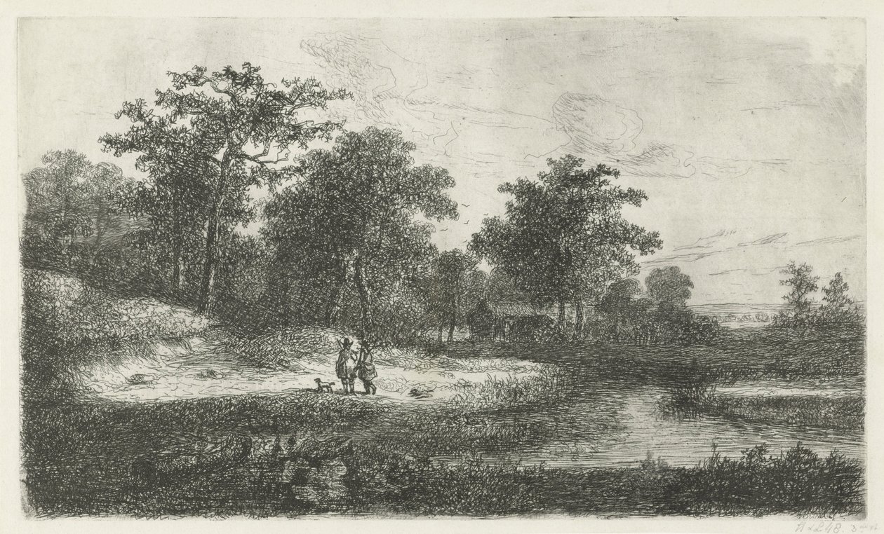 两个猎人在沼泽地 作者 Hermanus Jan Hendrik van Rijkelijkhuysen