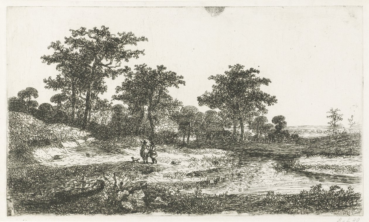 两个猎人在沼泽地 作者 Hermanus Jan Hendrik van Rijkelijkhuysen