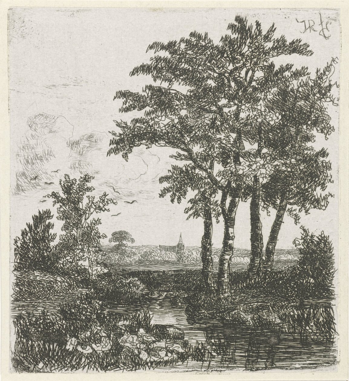 沟边的四棵树 作者 Hermanus Jan Hendrik van Rijkelijkhuysen