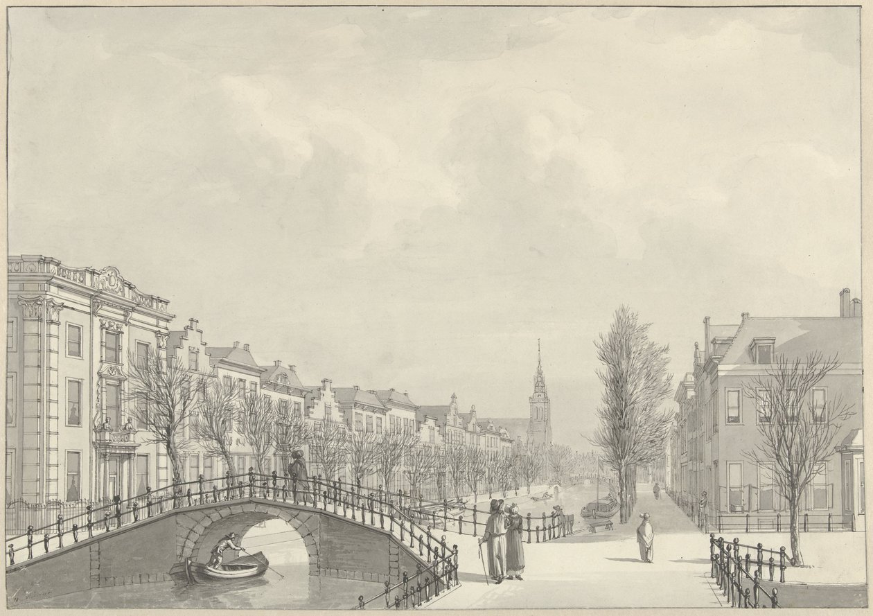 从 Nieuwsteegbrug 望莱顿拉彭堡，1807 年 作者 Hermanus Numan（艺术家签名）