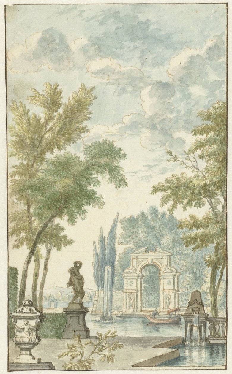 带水景的花园 作者 Hermanus Petrus Schouten (可能)