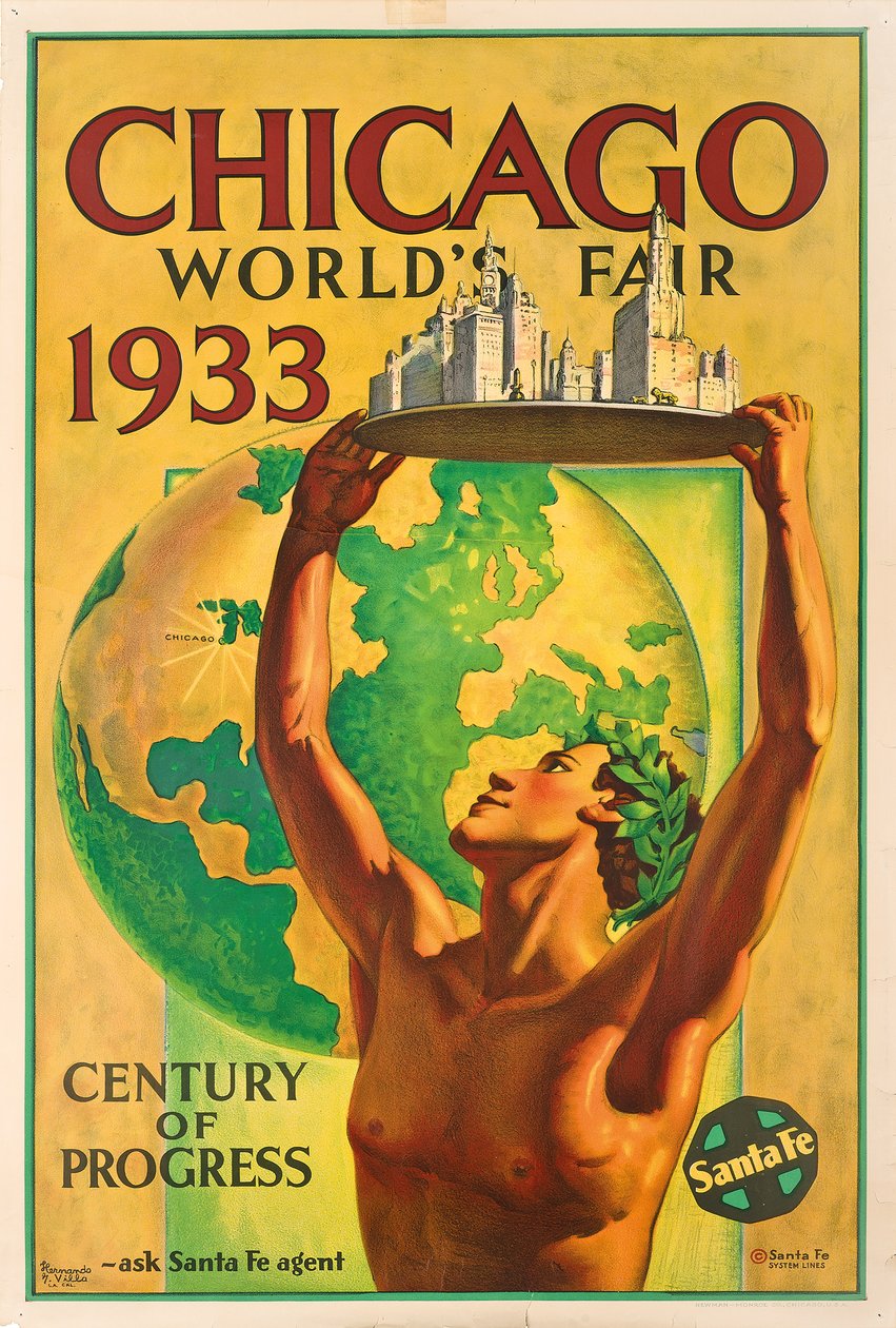 1933 年芝加哥世界博览会的广告海报 作者 埃尔南多比利亚
