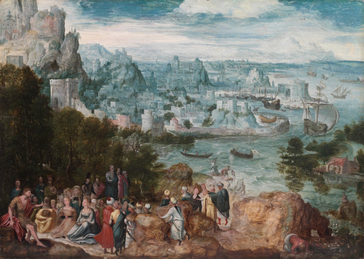 施洗者圣约翰的风景，约 1540 年（木板油画） 作者 Herri met de (c.1510-p.1550) Bles