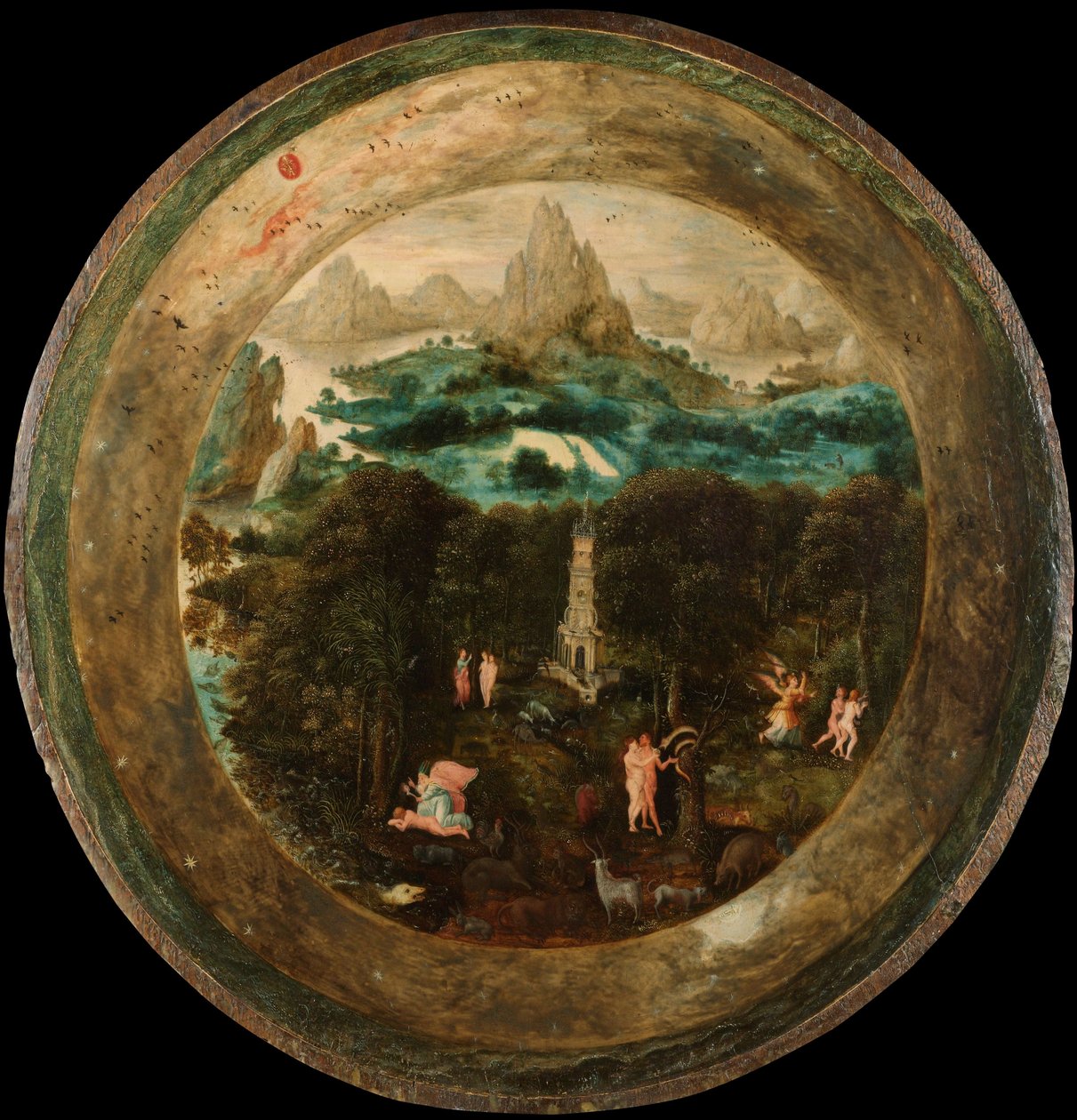 天堂，c.1541-50（面板上的油） 作者 Herri met de (c.1510 p.1550) Bles